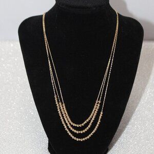 Napier Small Bead Tri-Strand Golden Necklace